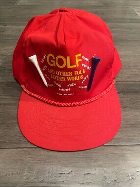 1992 Golf And Other Four Letter Words Strapback Hat Red Funny Golf Cap